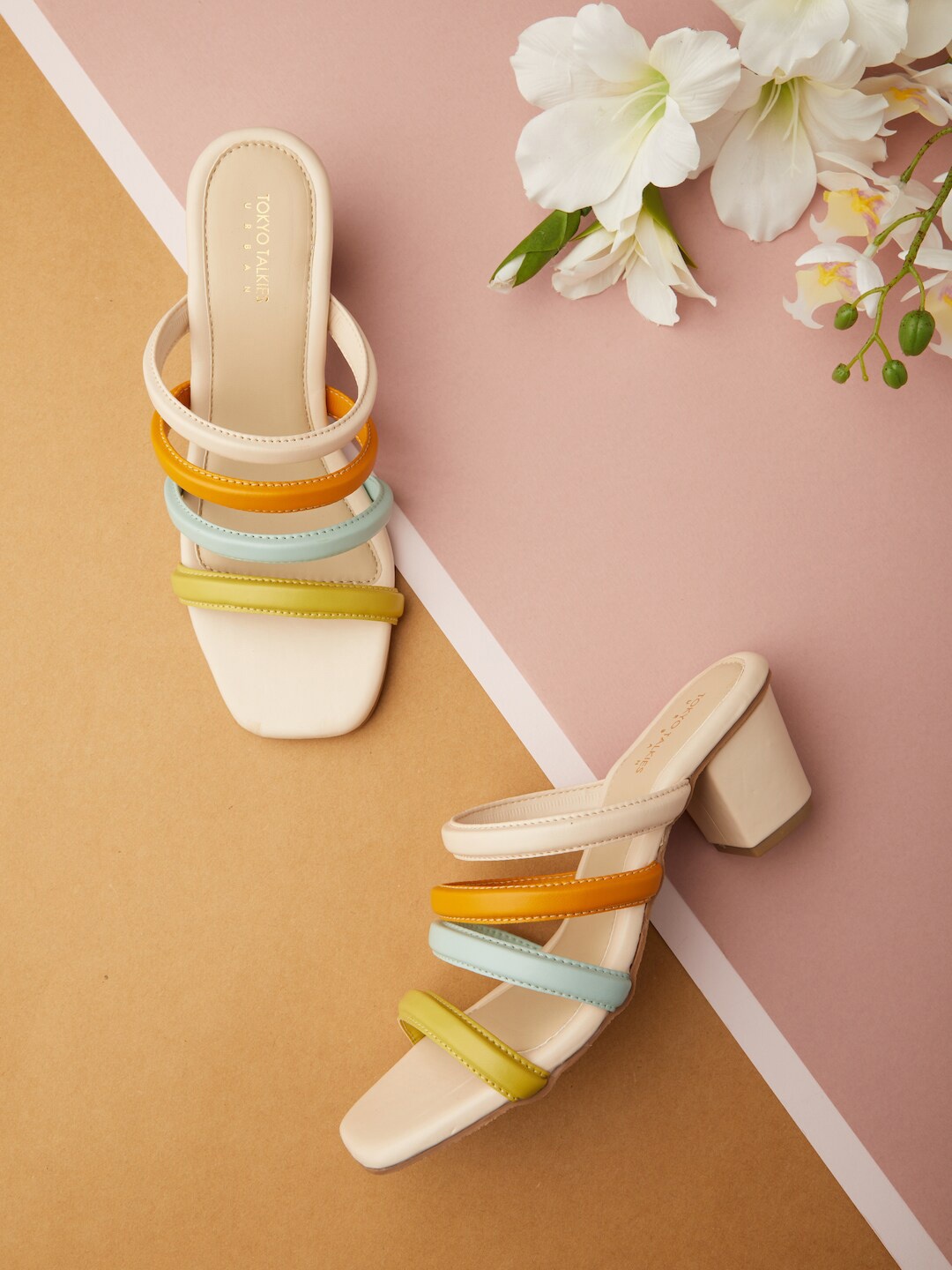 

Tokyo Talkies Cream-Coloured Square Toe Heels