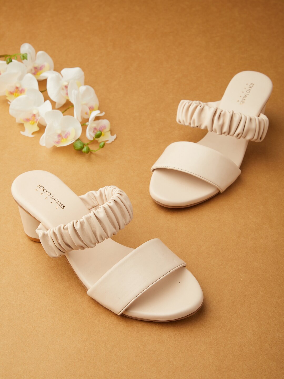 

Tokyo Talkies White Block Open Toe Heels