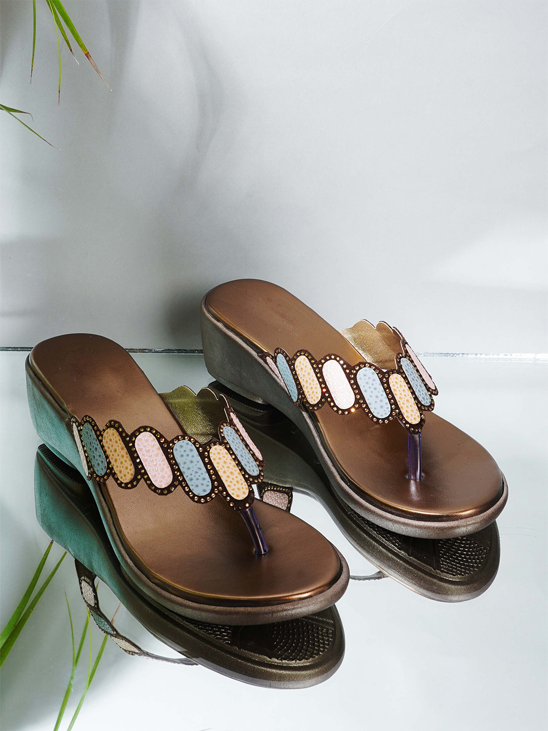 

Style Shoes Women Embellished Wedge Heels, Copper