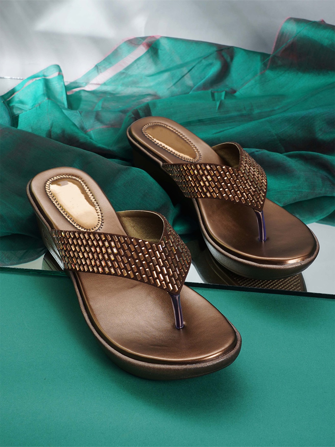 

Style Shoes Women Embellished Wedge Heels, Copper