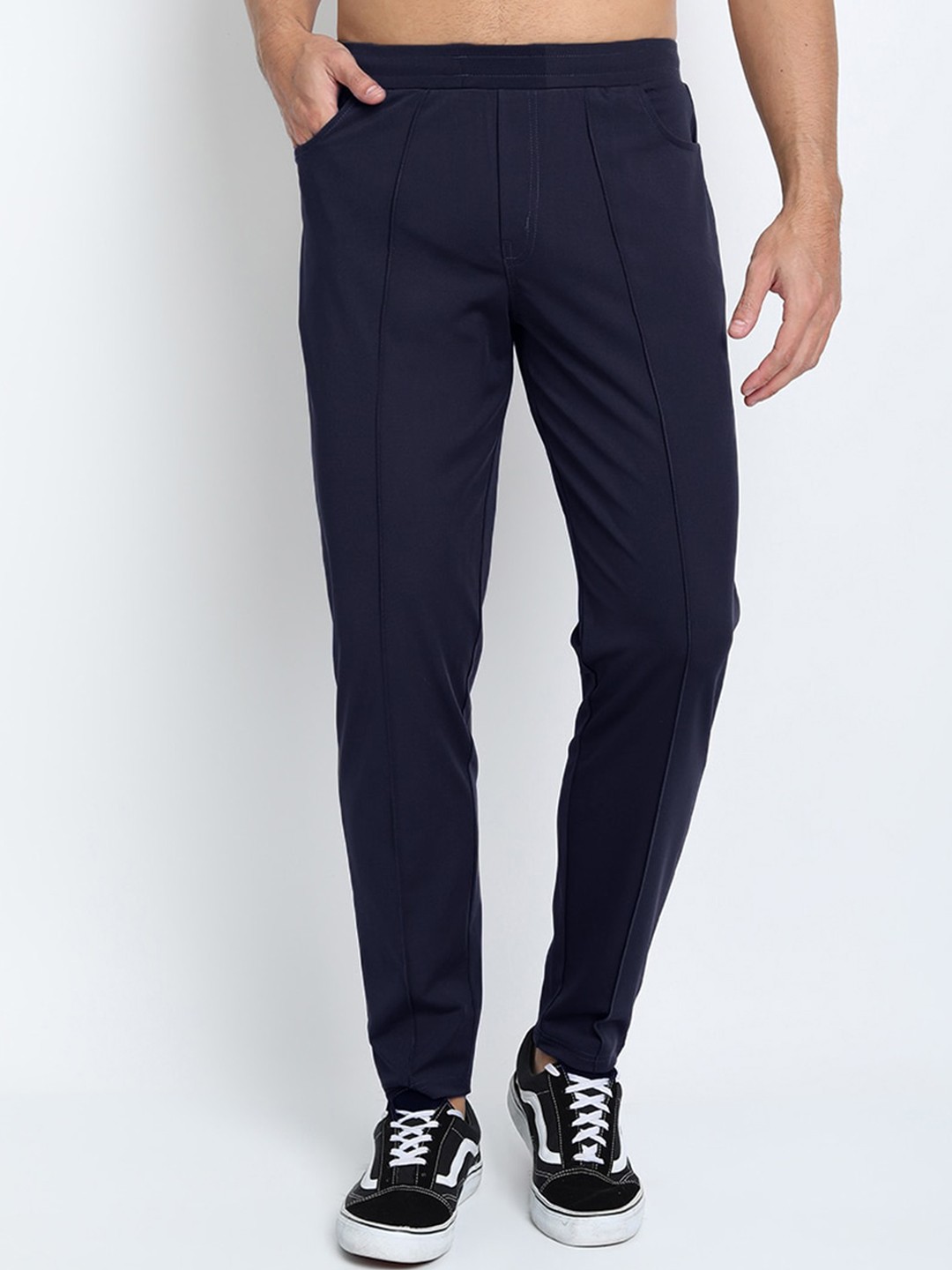 

MKKO Men Navy Blue Solid Track Pants