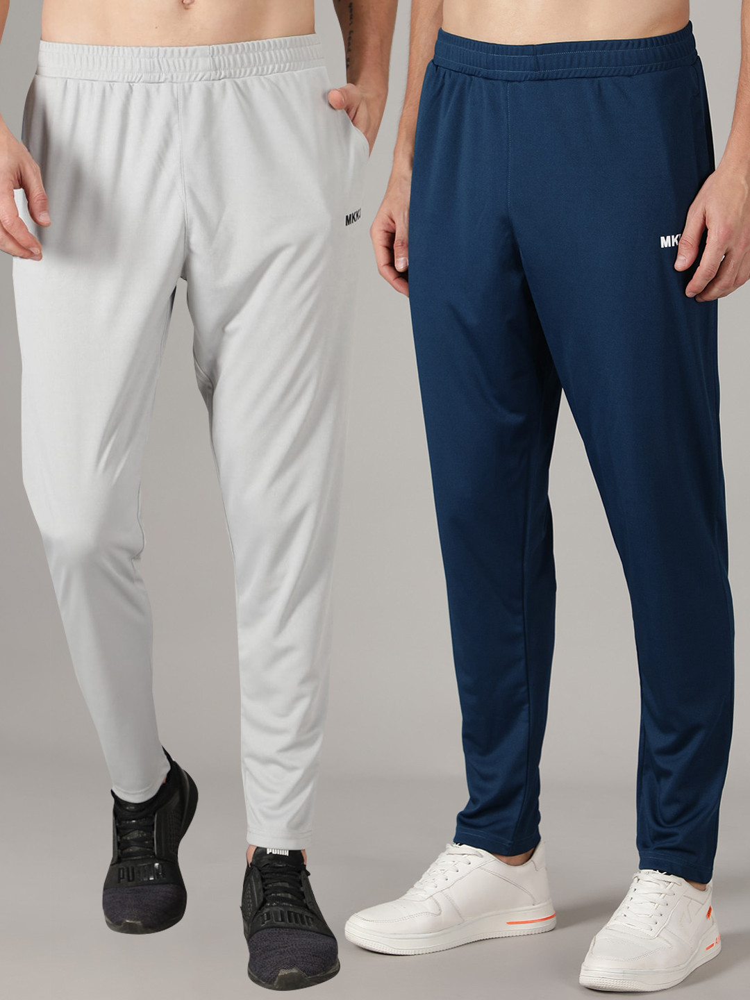 

MKKO Men Blue Pack Of 2 Blue & Grey Solid Track Pants
