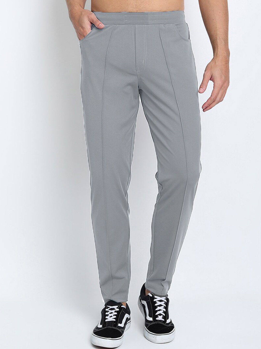 

MKKO Men Grey Solid Track Pants