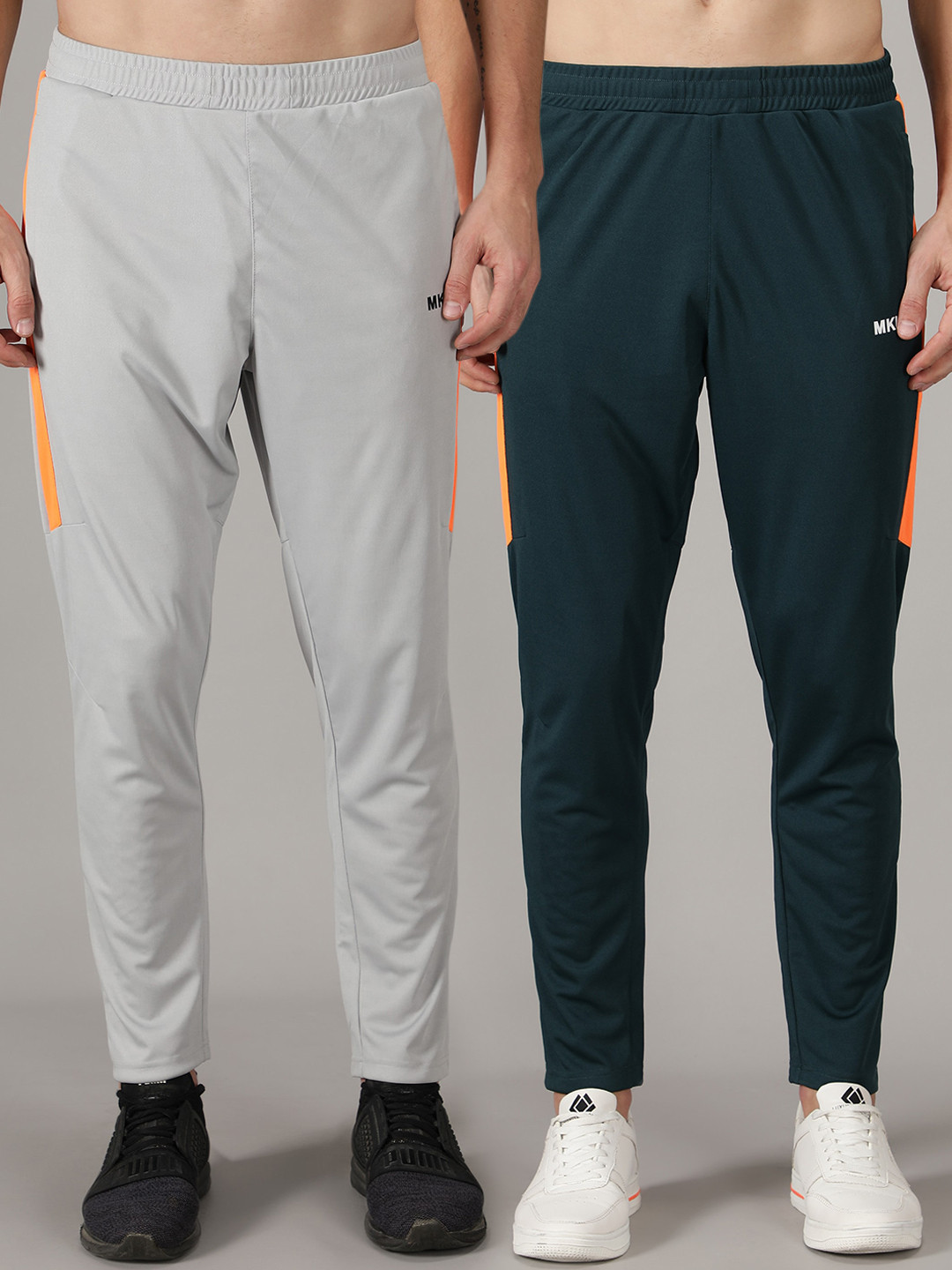 

MKKO Men Pack Of 2 Solid Track Pants, Grey