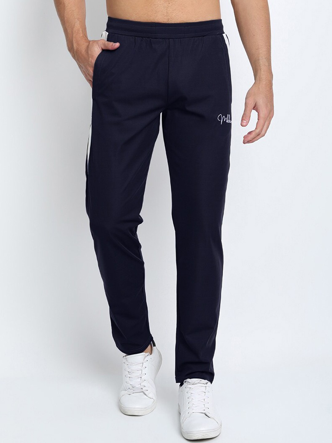 

MKKO Men Navy Blue Solid Track Pants