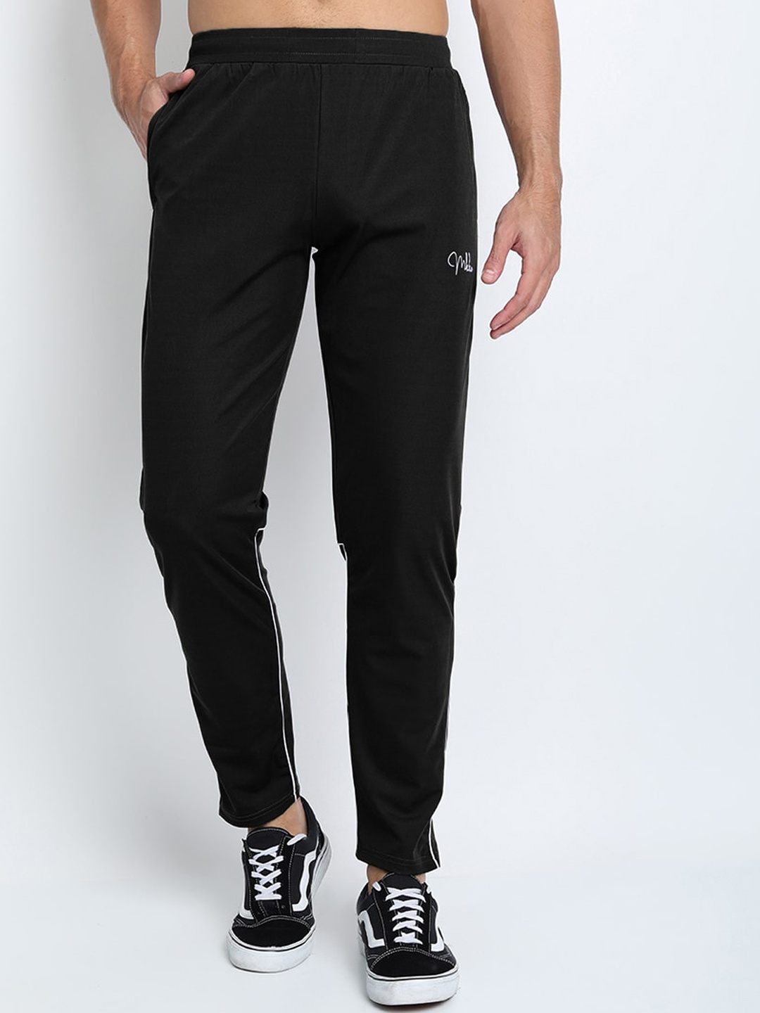 

MKKO Men Black Solid Track Pants