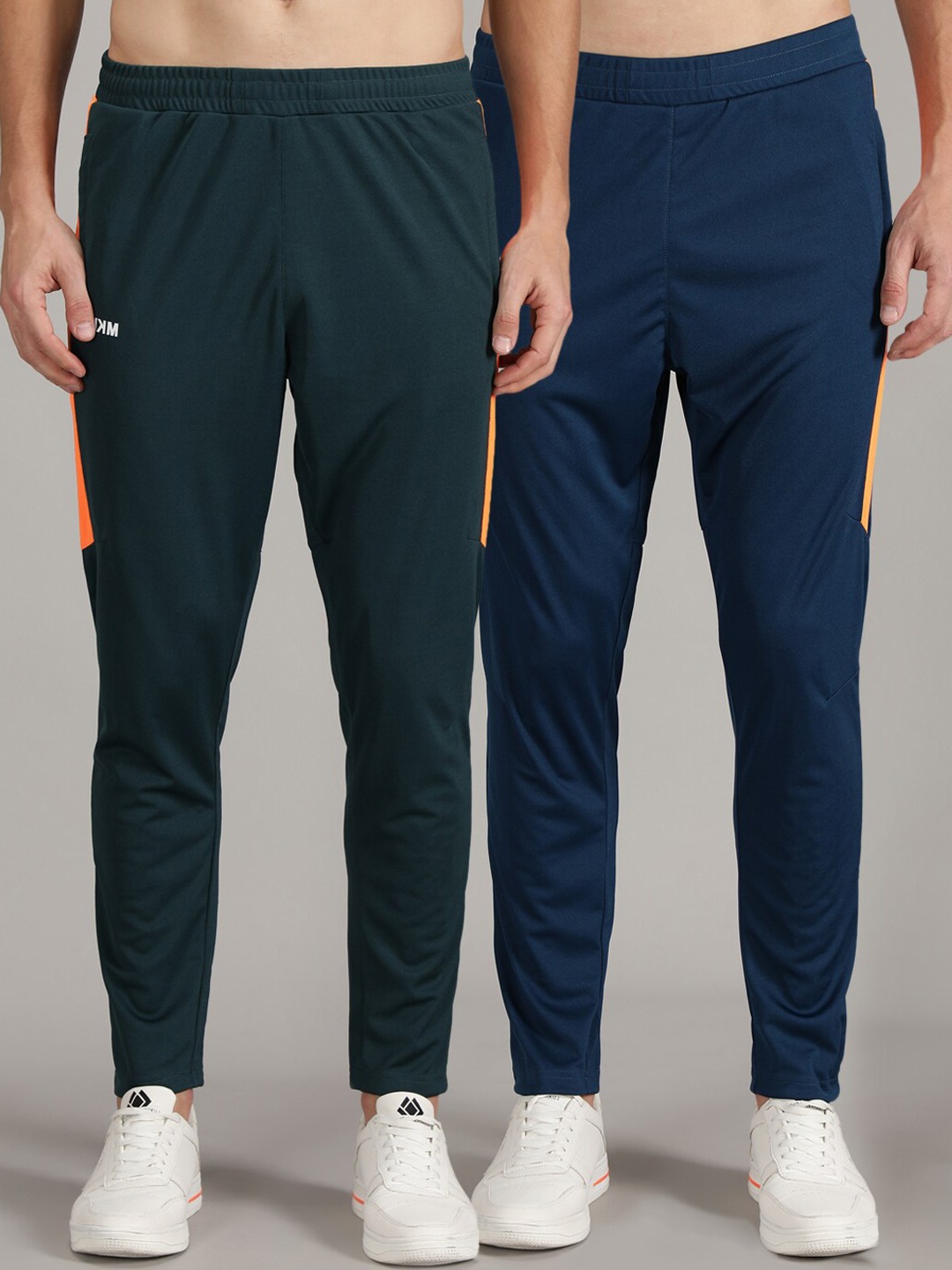 

MKKO Pack of 2 Blue & Green Solid Track Pants