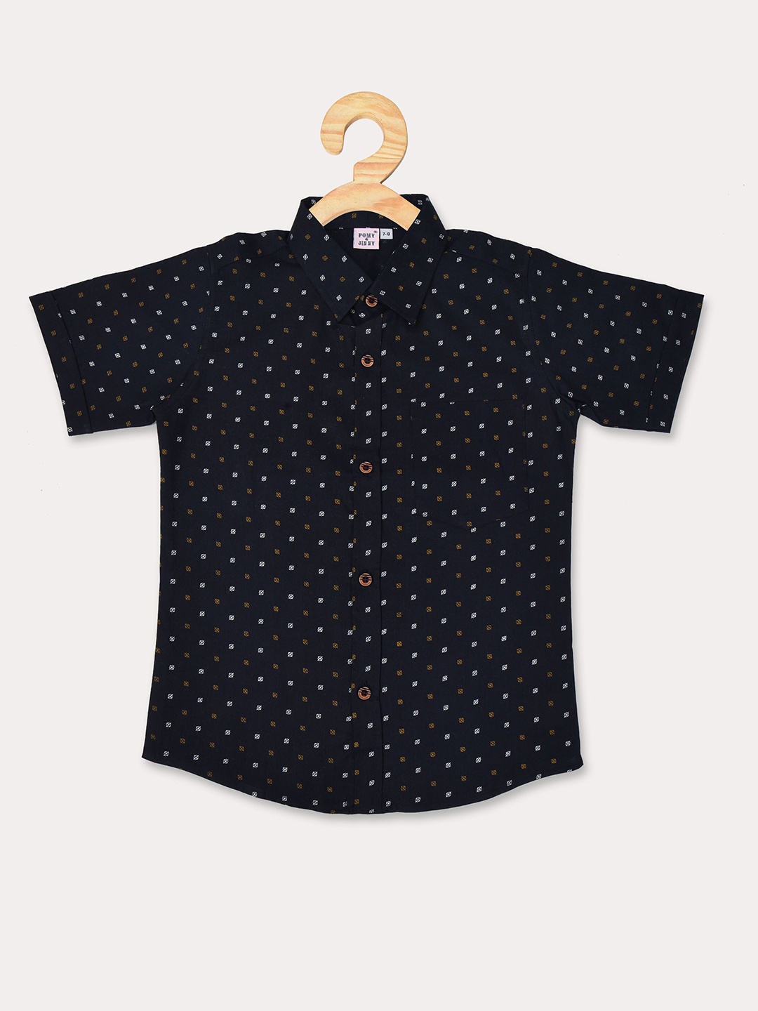 

POMY & JINNY Boys Black Slim Fit Printed Cotton Casual Shirt