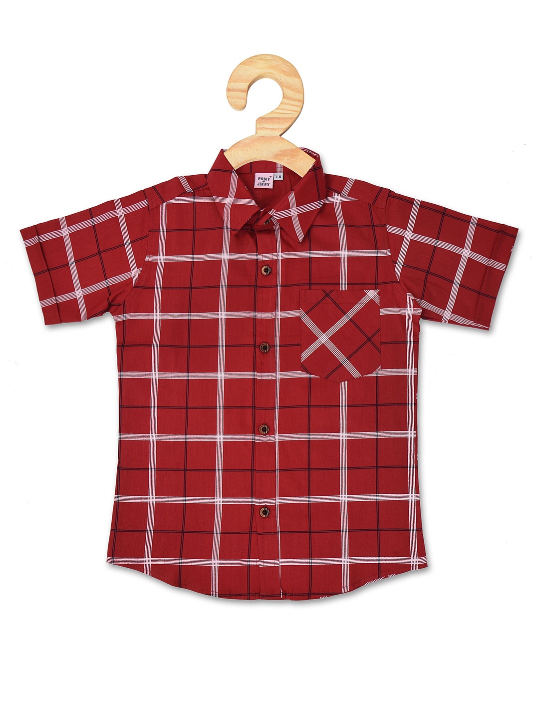 

POMY & JINNY Boys Maroon Slim Fit Printed Cotton Casual Shirt