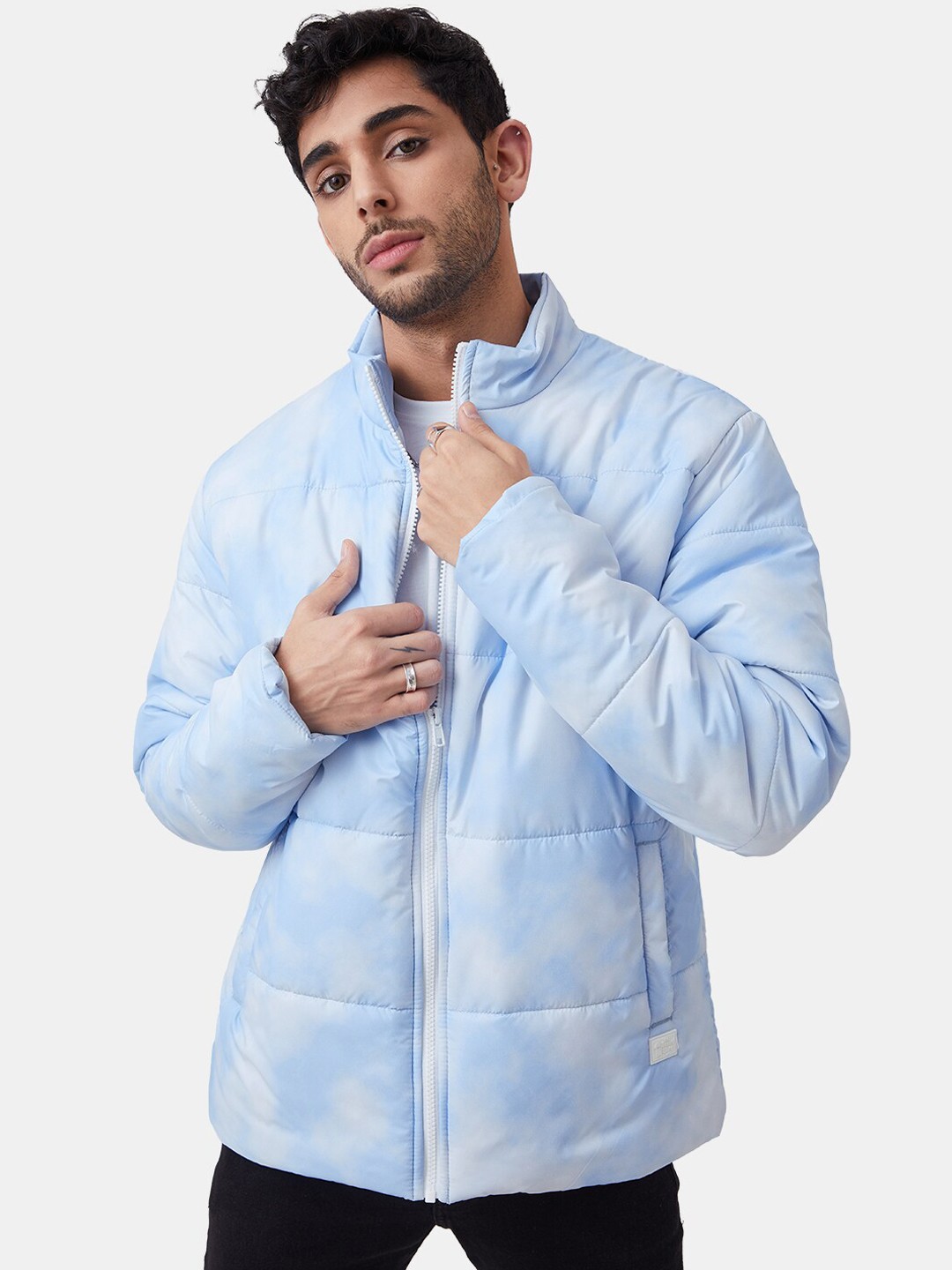 

The Souled Store Men TSS Originals Cloud Print Pure Cotton Puffer Jacket, Blue