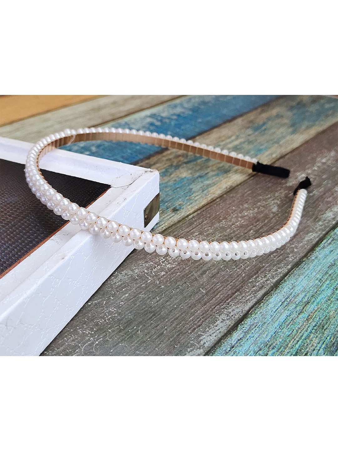 

ANNA CREATIONS Women White Set of 2 Embellished Hairband