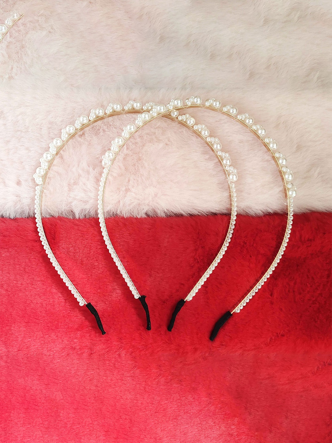 

ANNA CREATIONS Women Set of 2 White & Gold-Toned Hairband