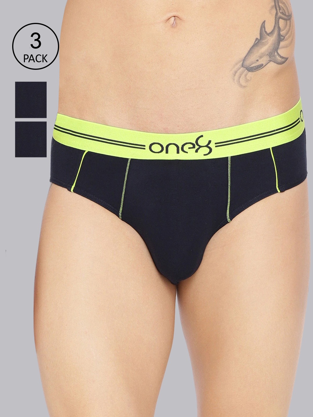

one8 by Virat Kohli Men Pack Of 3 Solid Basic Briefs, Navy blue