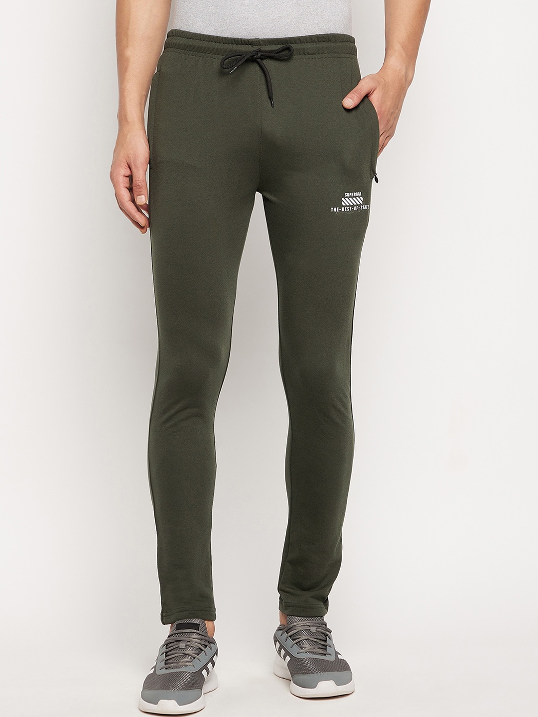 

FirstKrush Men Olive Green Printed Cotton Track Pant