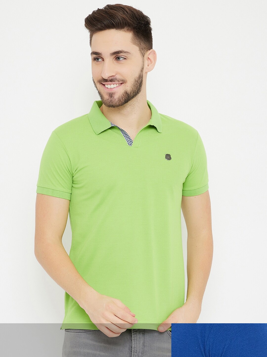 

HARBOR N BAY Men Green & Blue Pack of 2 Cotton Polo Collar T-shirt