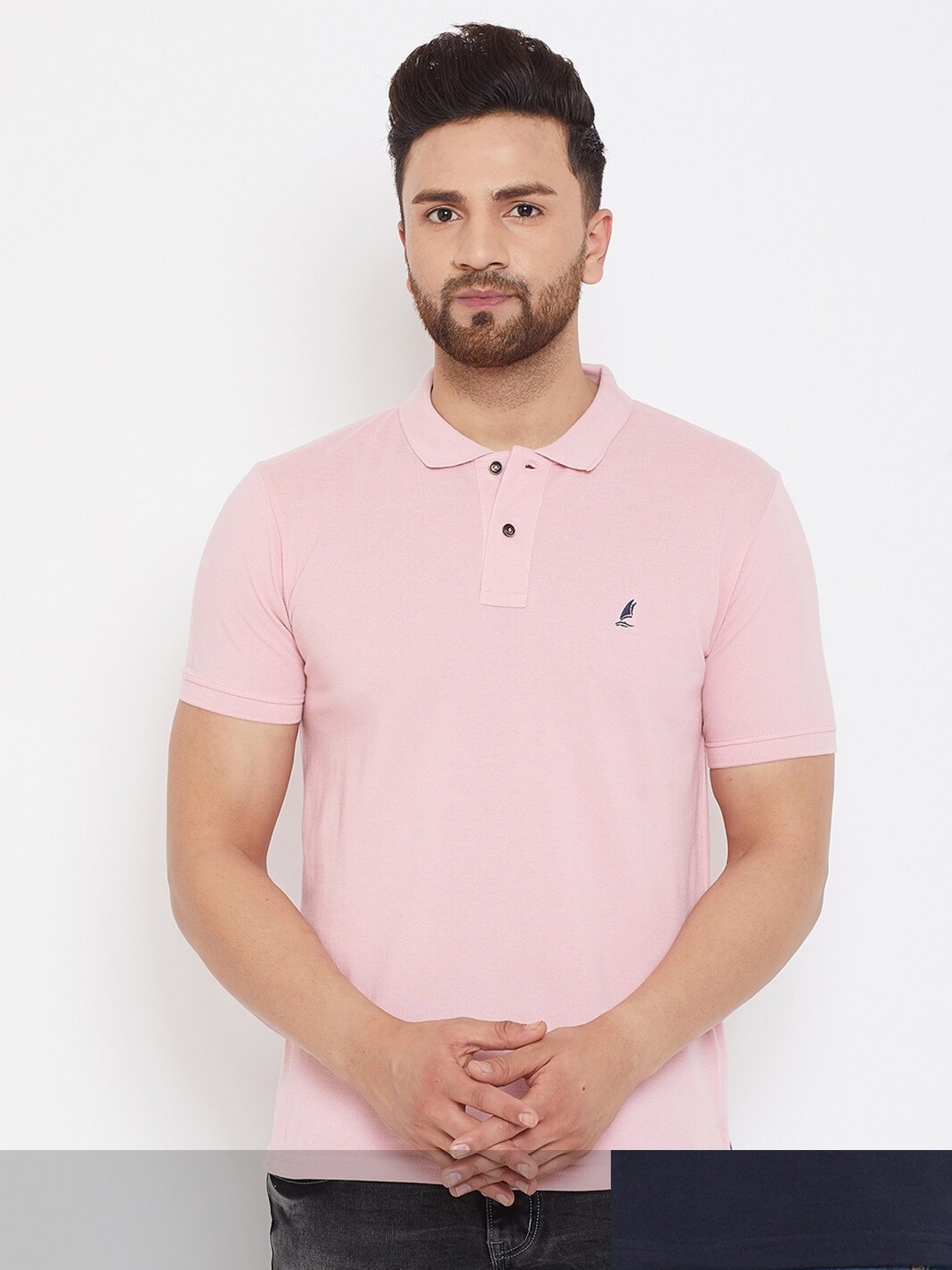 

HARBOR N BAY Men Pink & Navy Blue Pack of 2 Cotton Polo Collar T-shirt