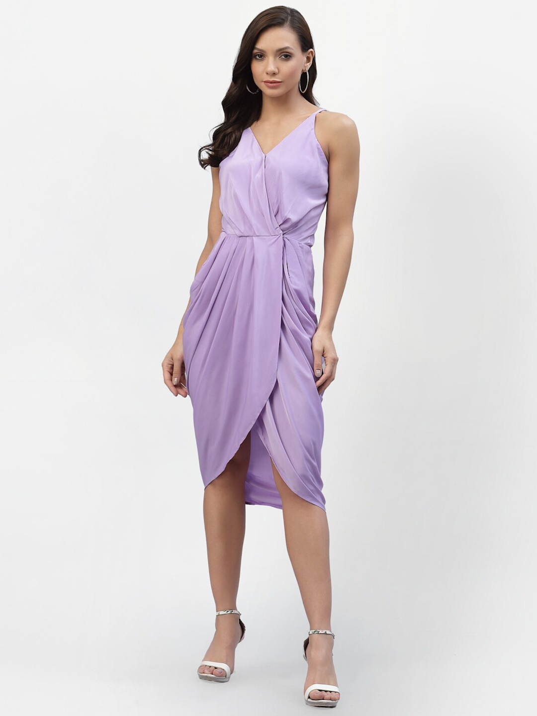 

aayu Women Lavender Satin Drape Dress