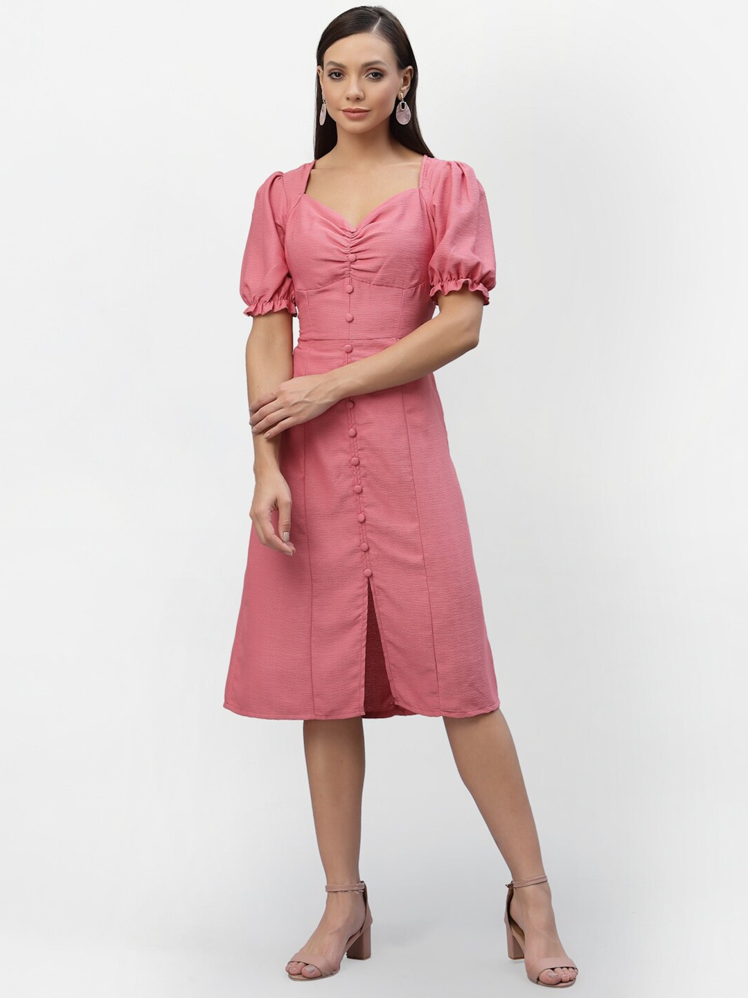 

aayu Women Pink Crepe A-Line Dress
