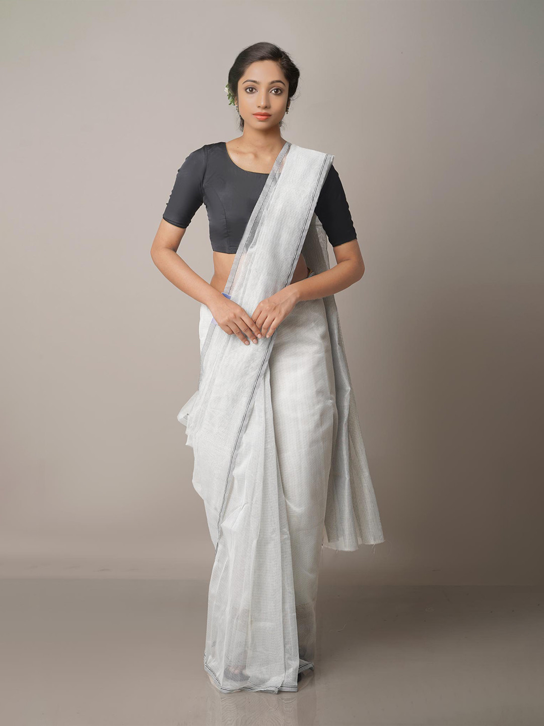 

Unnati Silks Grey Woven Design Net Banarasi Saree