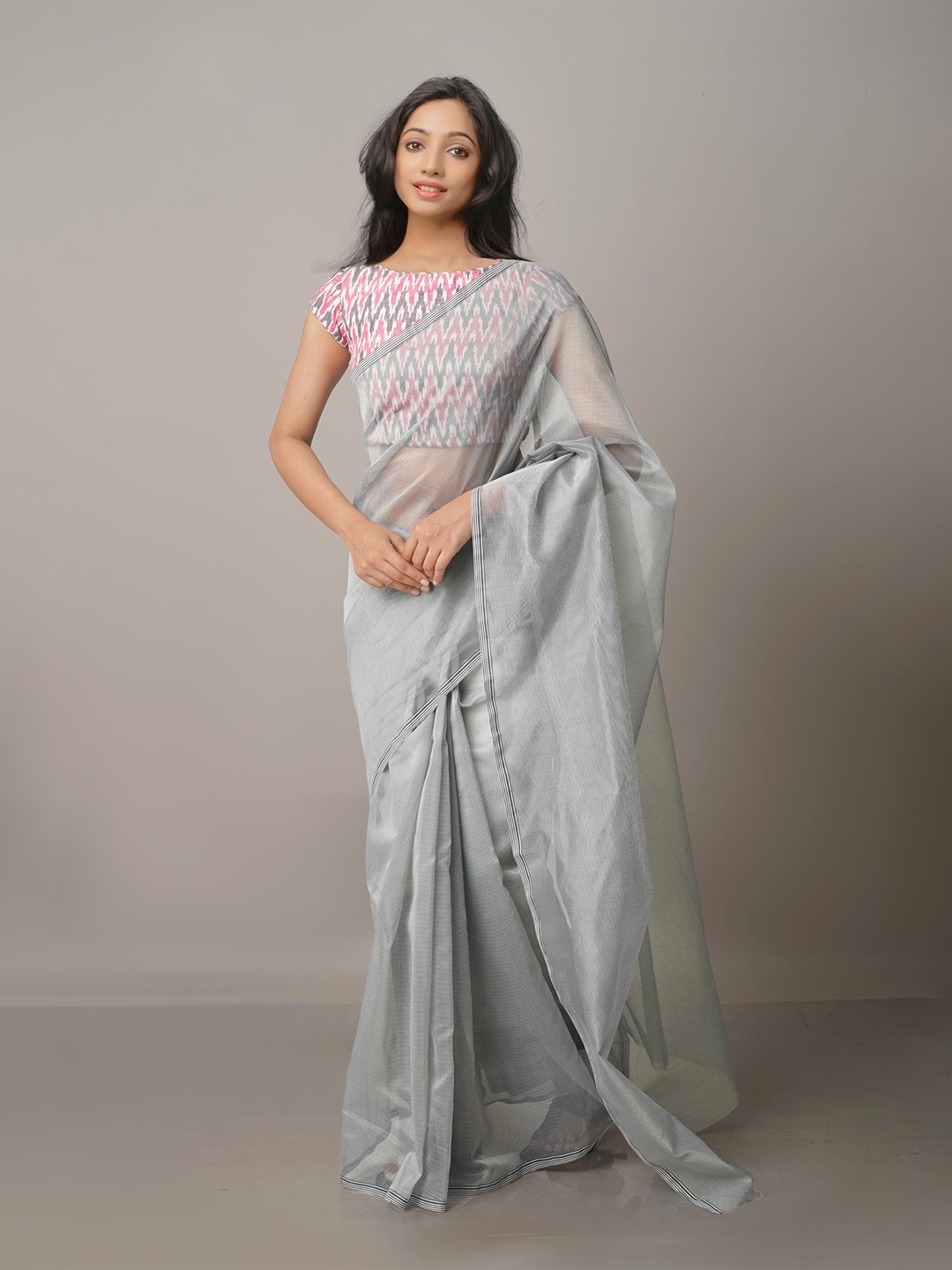 

Unnati Silks Grey Woven Design Net Banarasi Saree