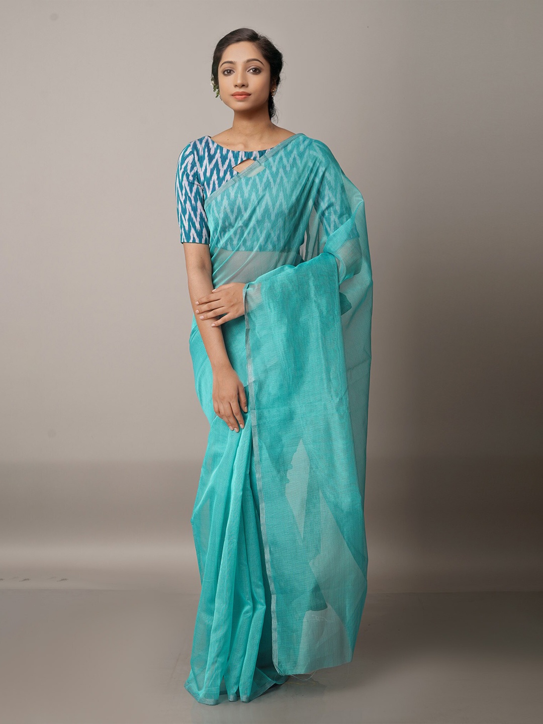 

Unnati Silks Blue Net Banarasi Saree