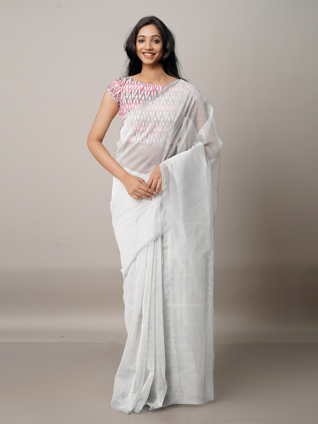 

Unnati Silks Grey Woven Design Net Banarasi Saree