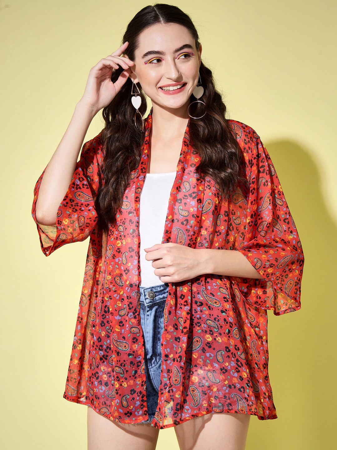 

Trend Arrest Women Red & Black Printed Shrug