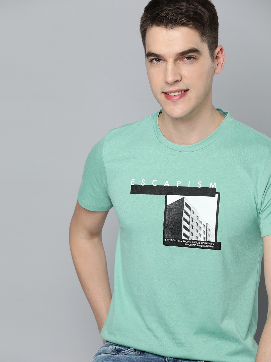 

Mast & Harbour Men Green Typography Printed T-shirt