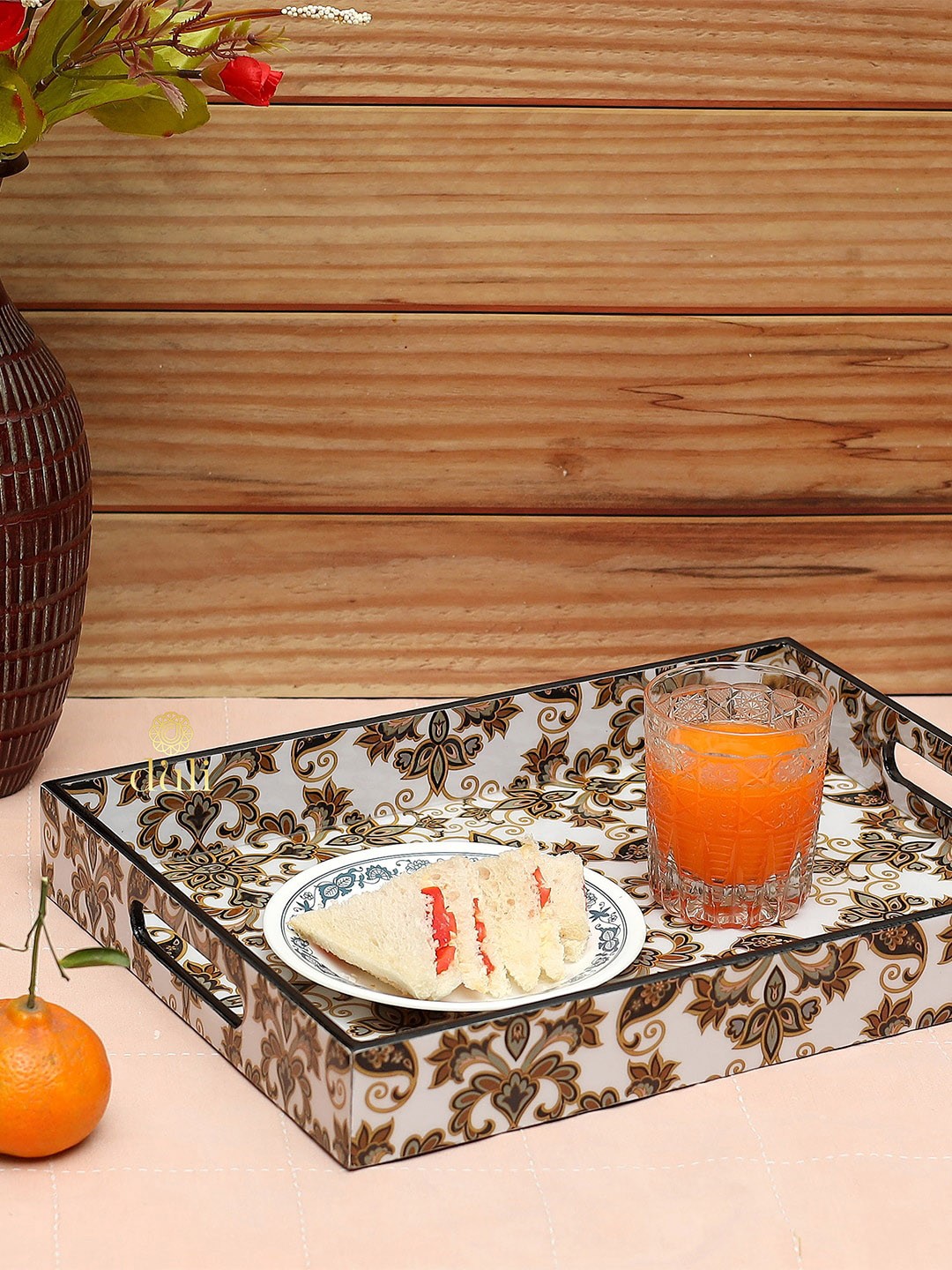 

DULI Brown Printed Tray, Multi