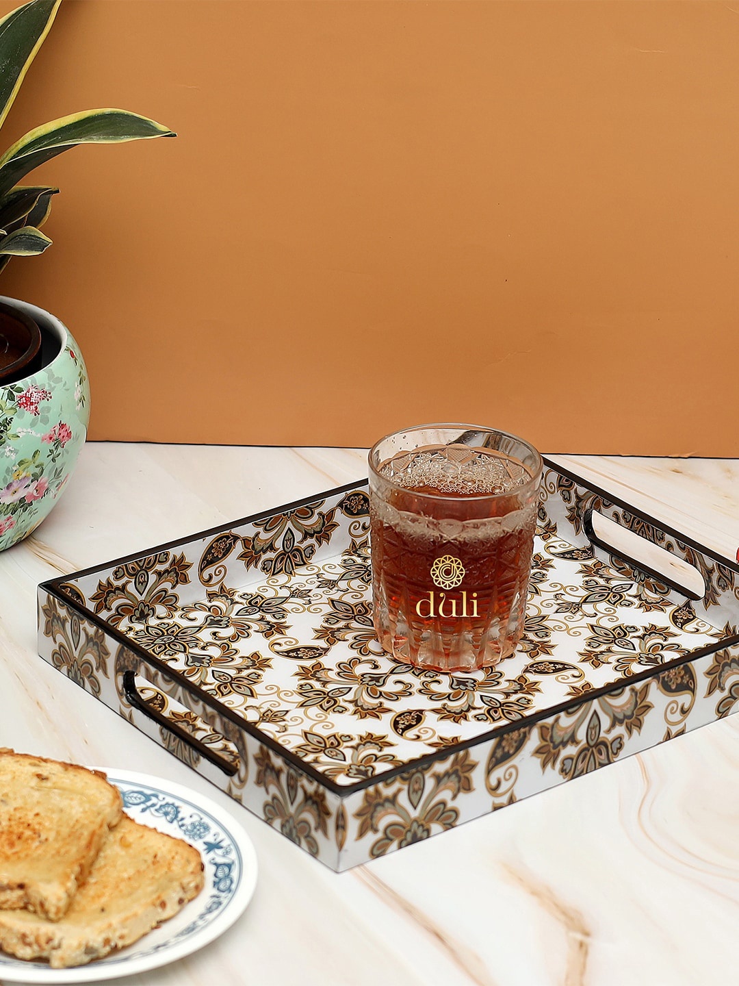 

DULI Pink & Brown Printed Trays