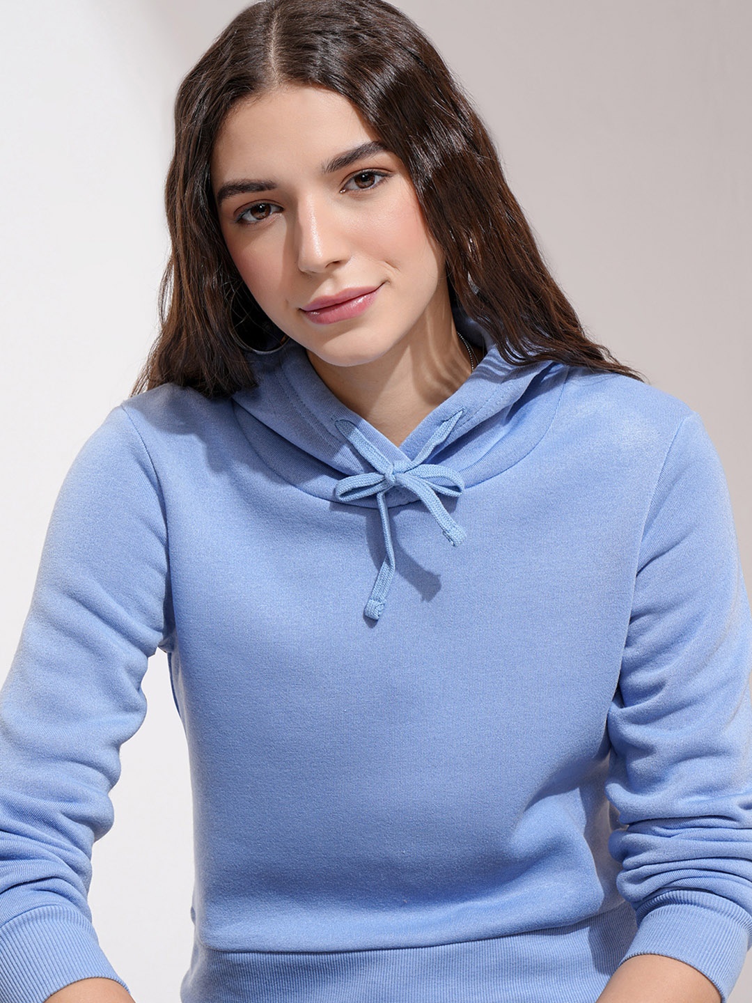 

Tokyo Talkies Women Blue Hooded Sweatshirt