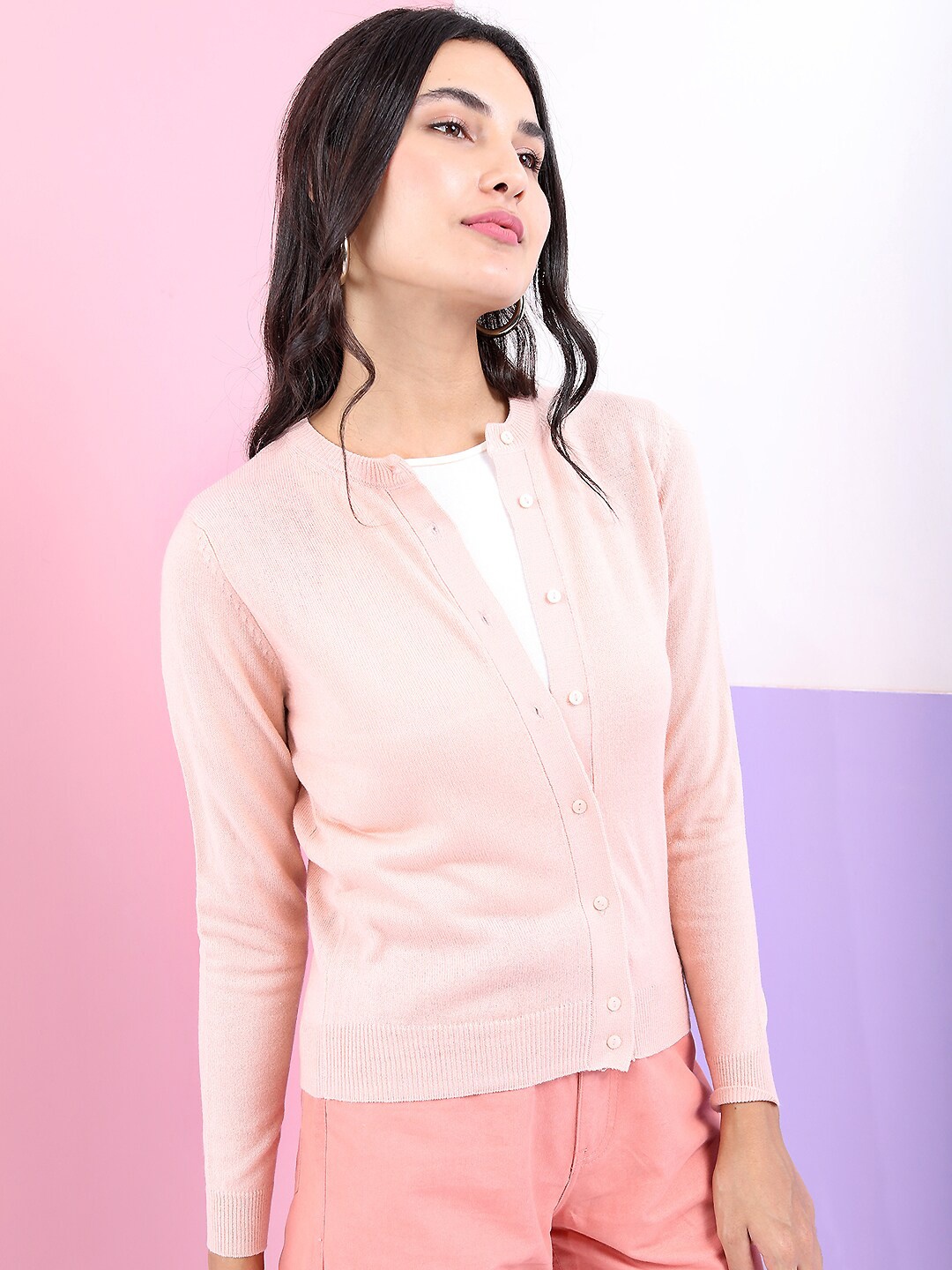 

Tokyo Talkies Women Pink Cardigan