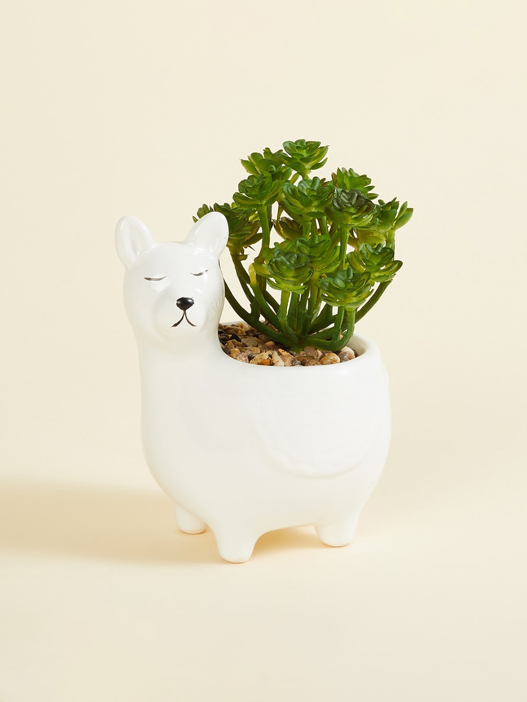 

Home Centre White & Green Garnet Elsa Llama Artificial Plant With Ceramic Pot