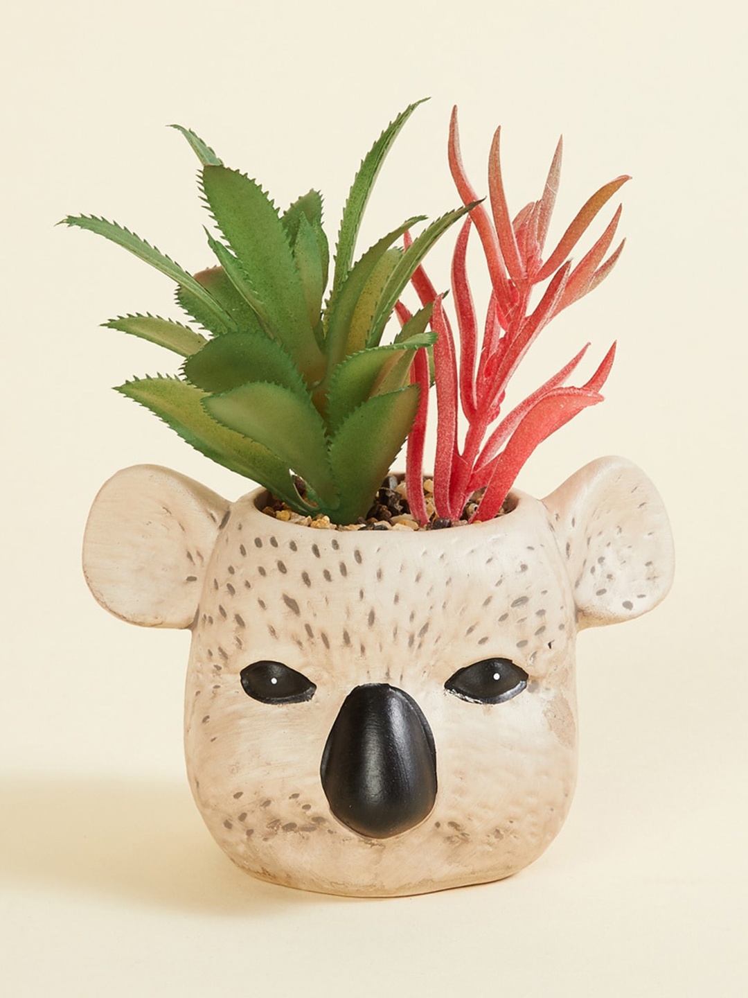 

Home Centre Beige & Green Textured Artificial Plants With Koala Planter
