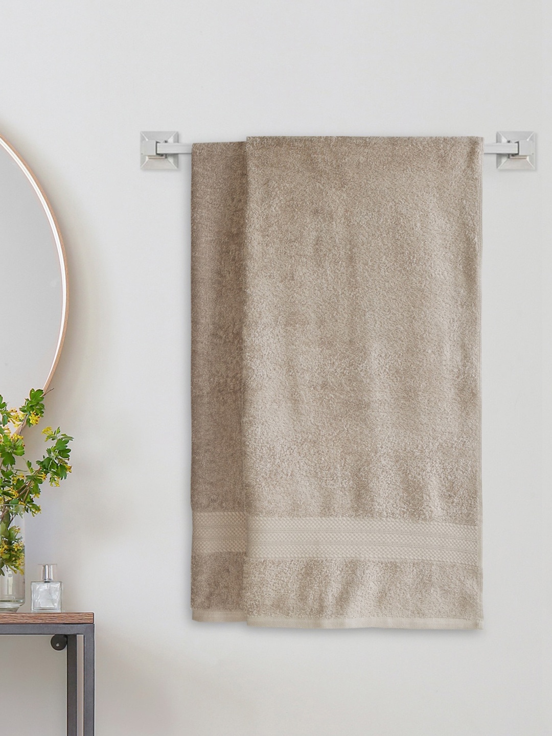 

Home Centre Set Of 2 Brown Solid Cotton 150 GSM Bath Towels