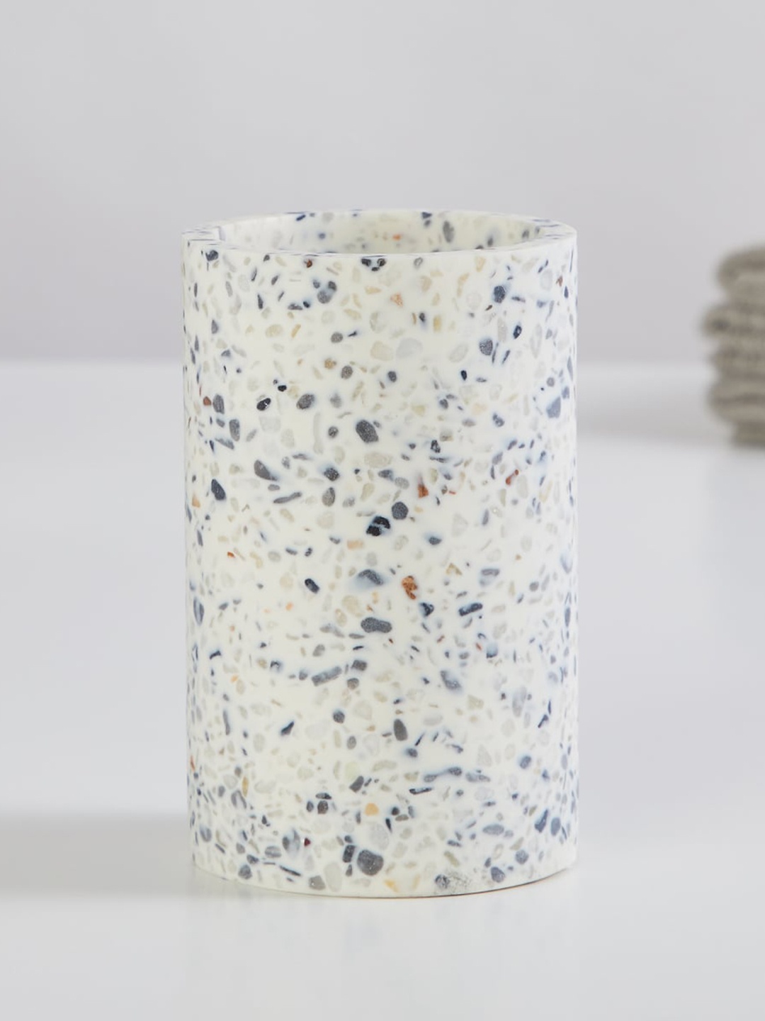 

Home Centre White & Black Printed Bath Tumbler