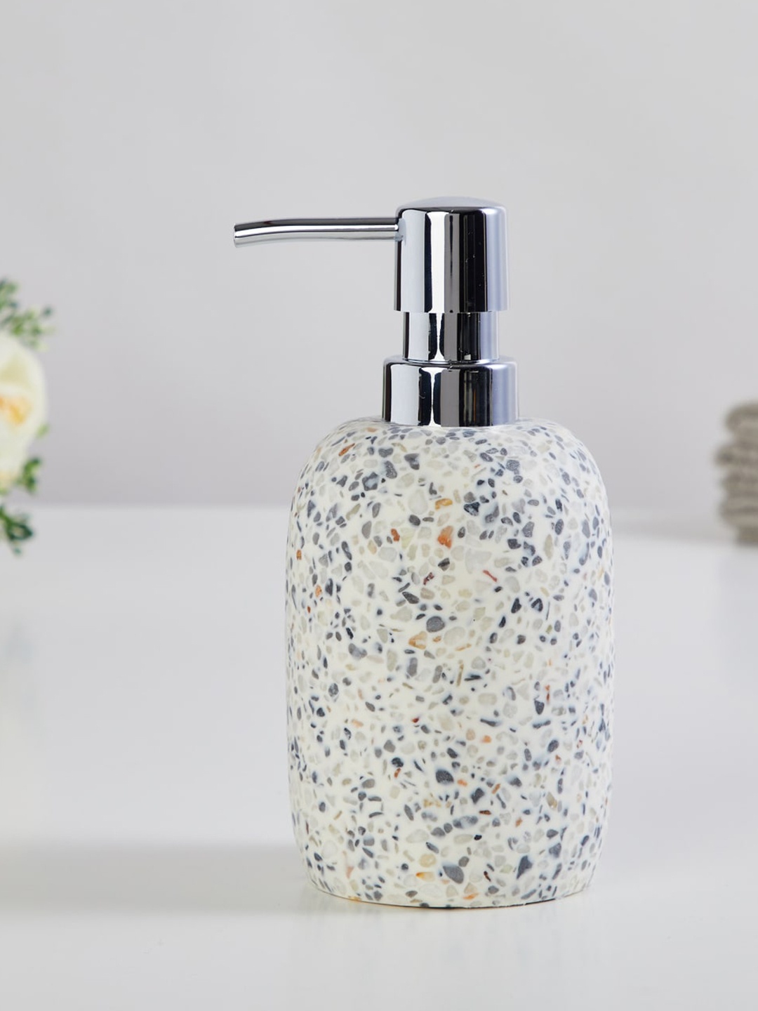 

Home Centre White Printed Soap Dispenser