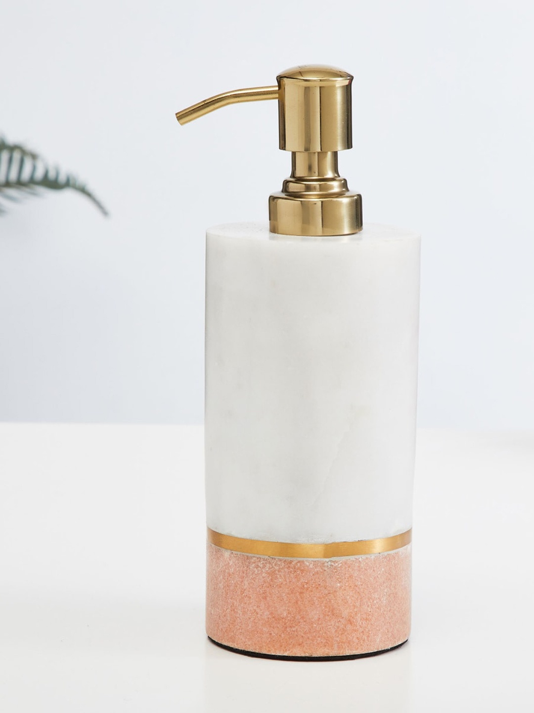 

Home Centre White & Peach Marble Soap Dispenser