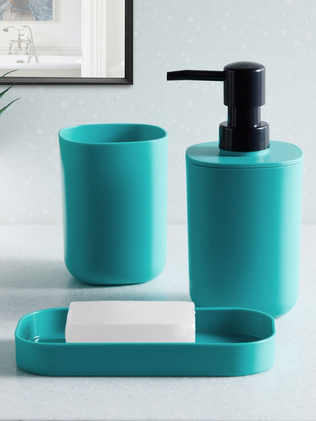 

Home Centre Teal Solid Polypropylene Accessory Set