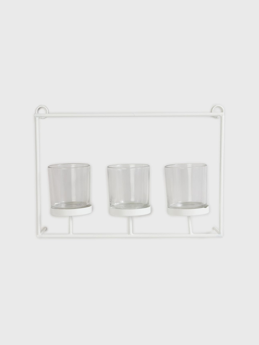 

Home Centre White Solid Triple Votive Holders With Hanging Stand