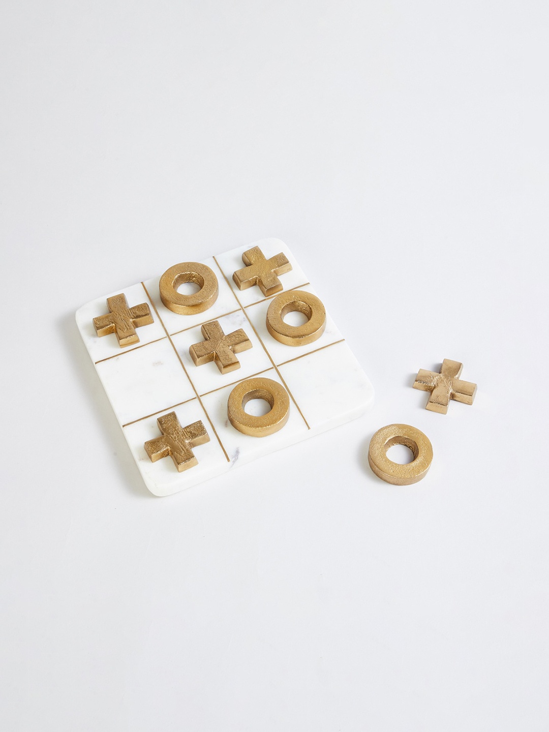 

Home Centre White & Gold Marble Tic Tac Toe with Stand