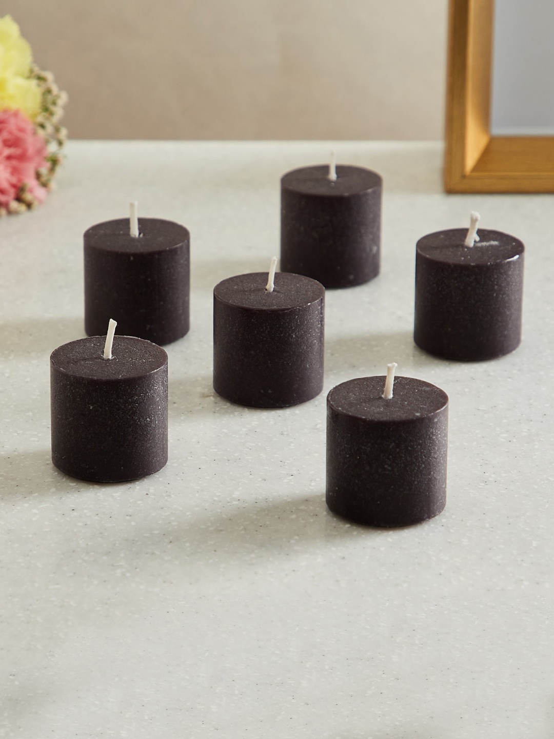 

Home Centre Set of 6 Grey Textured Musk Scented Votive Candles