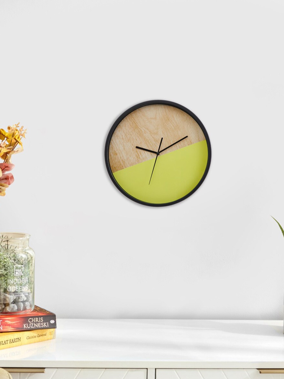 

Home Centre Yellow & Beige Colourblocked Contemporary Wall Clock