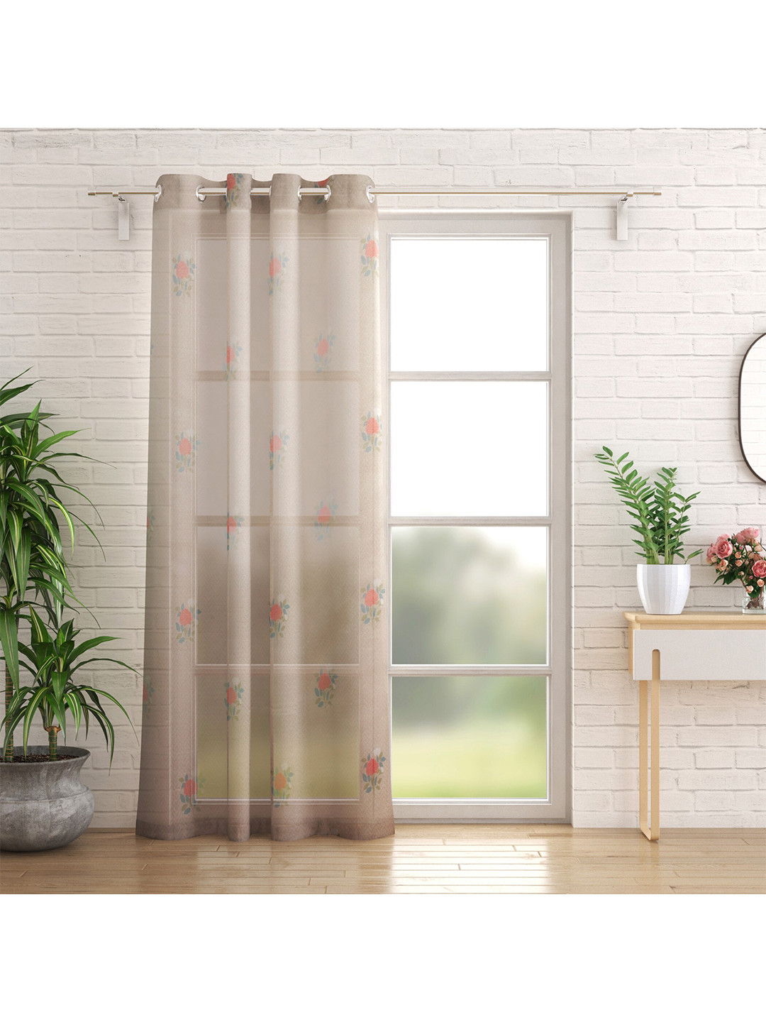 

Home Centre Off White & Pink Floral Door Curtain