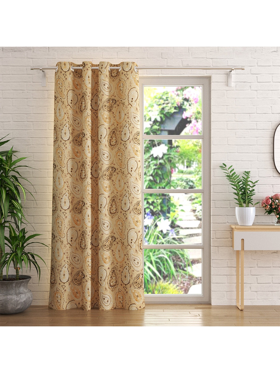

Home Centre Beige Geometric Door Curtain