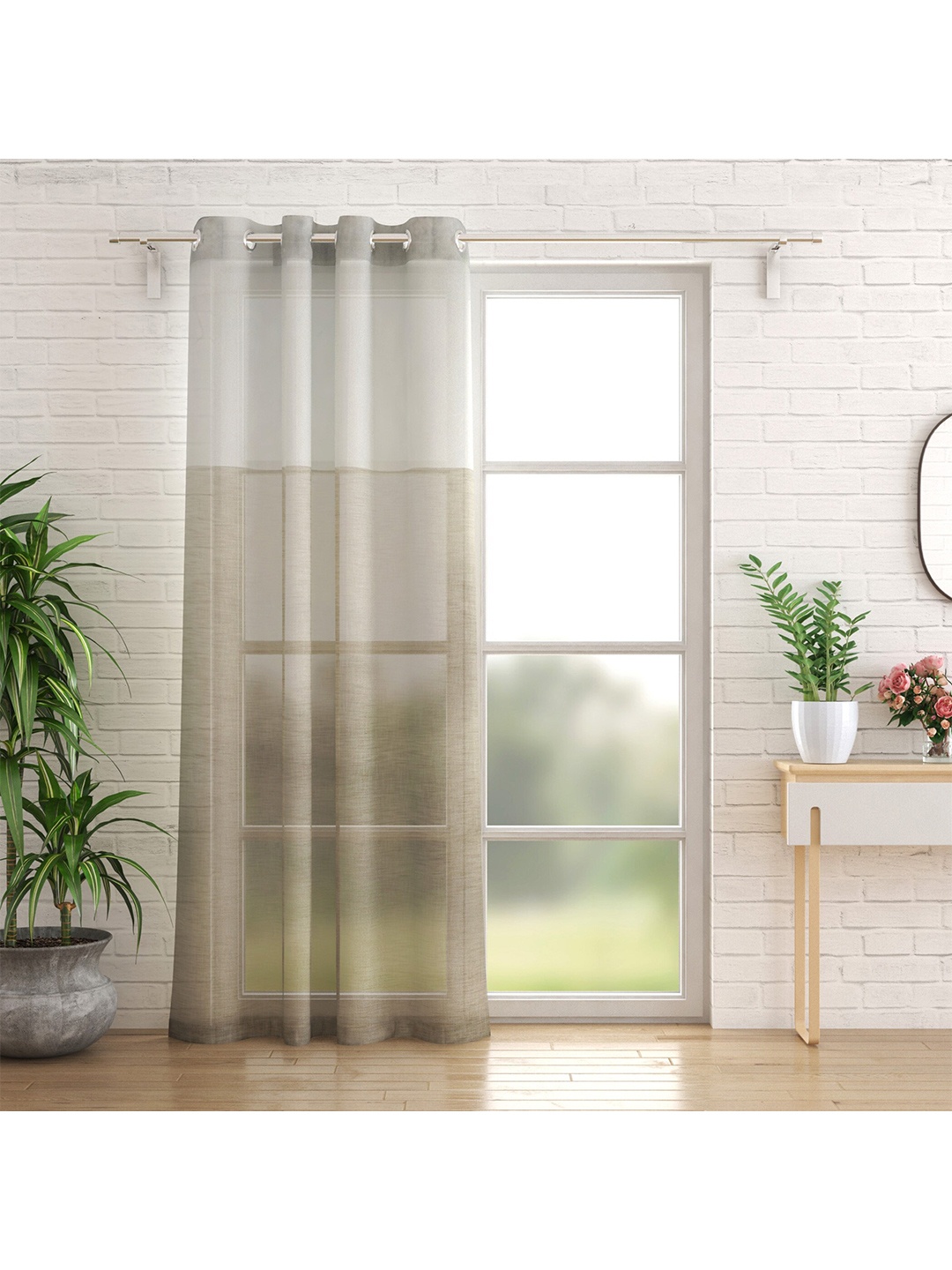 

Home Centre White & Grey Colourblocked Door Curtain