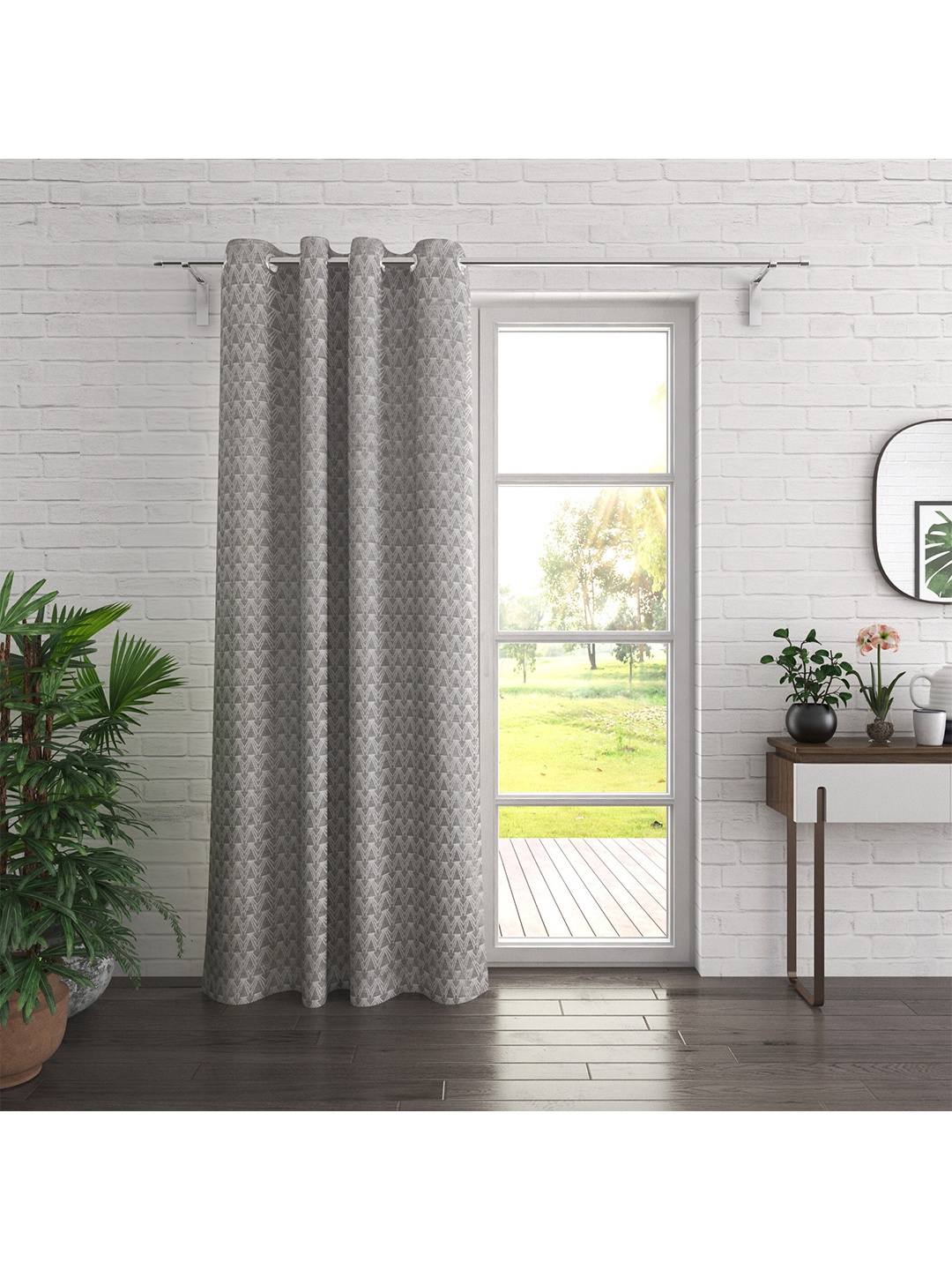 

Home Centre Grey Geometric Door Curtain