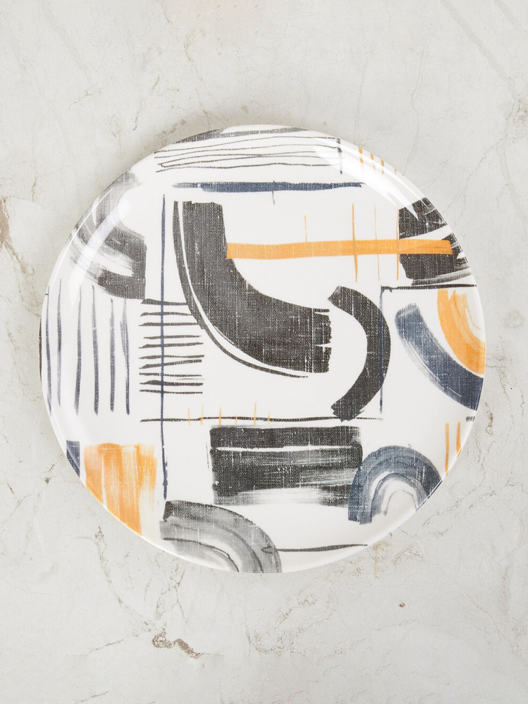 

Home Centre White & Black 1 Pieces Printed Melamine Glossy Plates