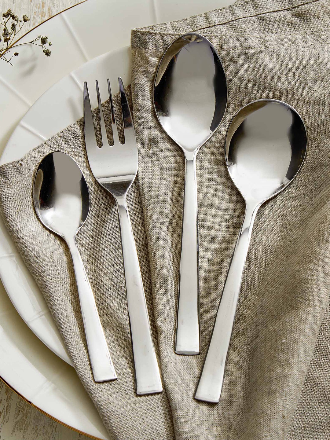 

Home Centre Set Of 24 Pcs Silver-Toned Steel Cutlery
