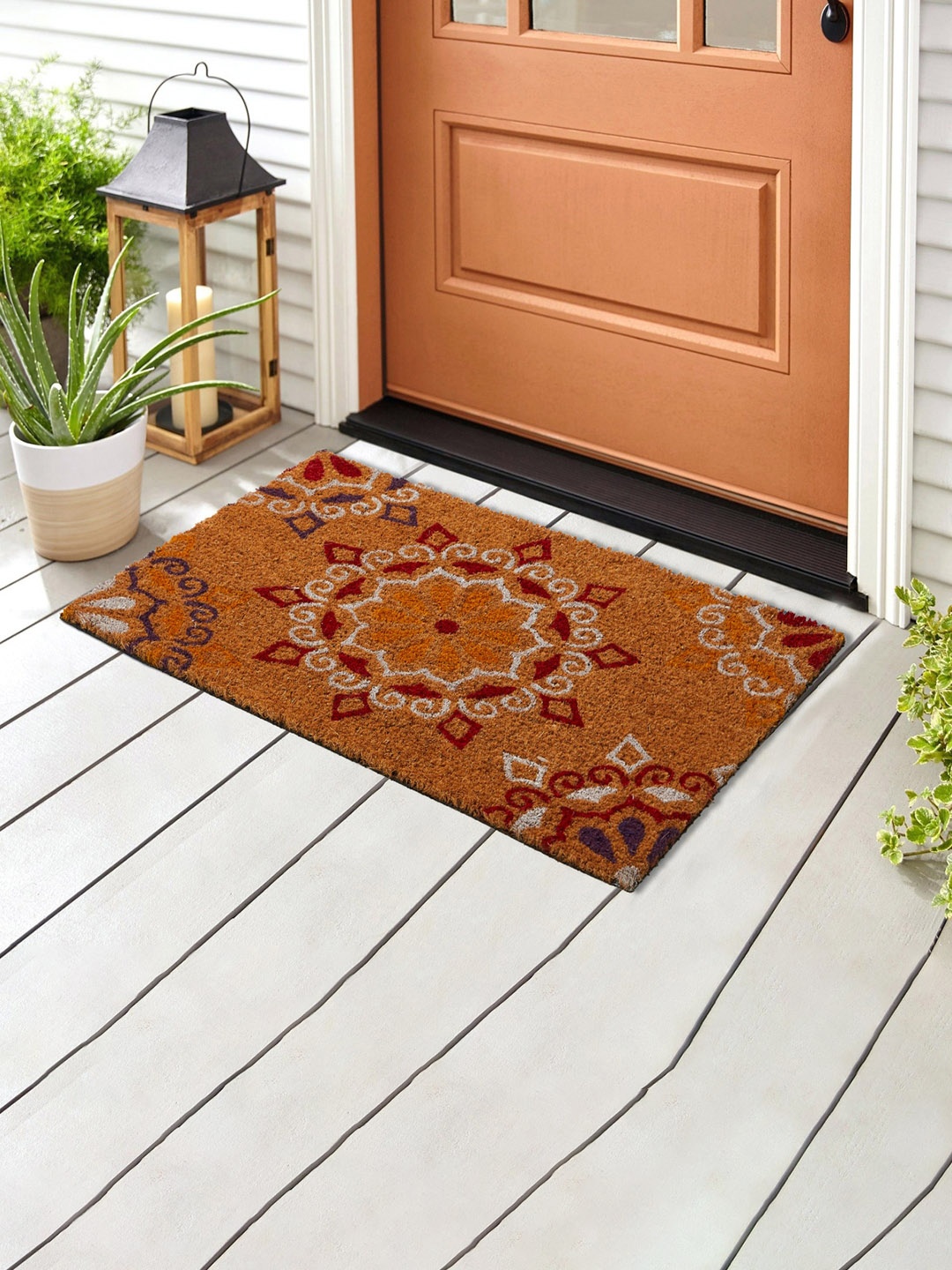 

Home Centre Beige & White Printed Doormats
